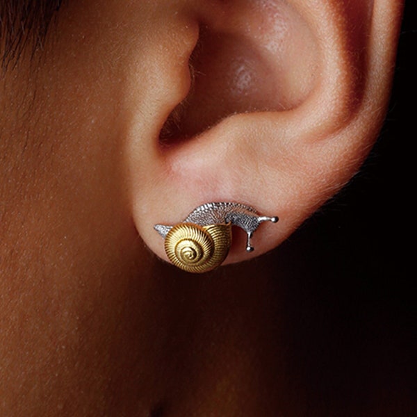 Silver Snail Ear Stud Gothic and punk accessory Women gift, Men gift, husband gift, cool girl gift