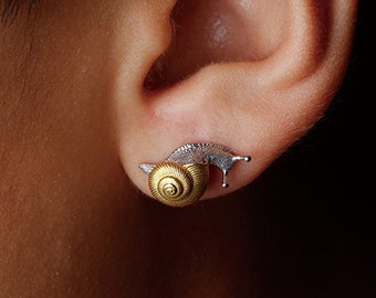 Silver Snail Ear Stud Gothic and punk accessory Women gift, Men gift, husband gift, cool girl gift
