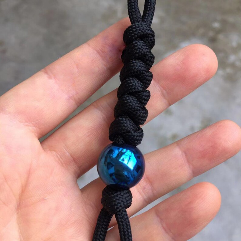 Paracord Bead round Titanium Bead Men Bracelet Etsy