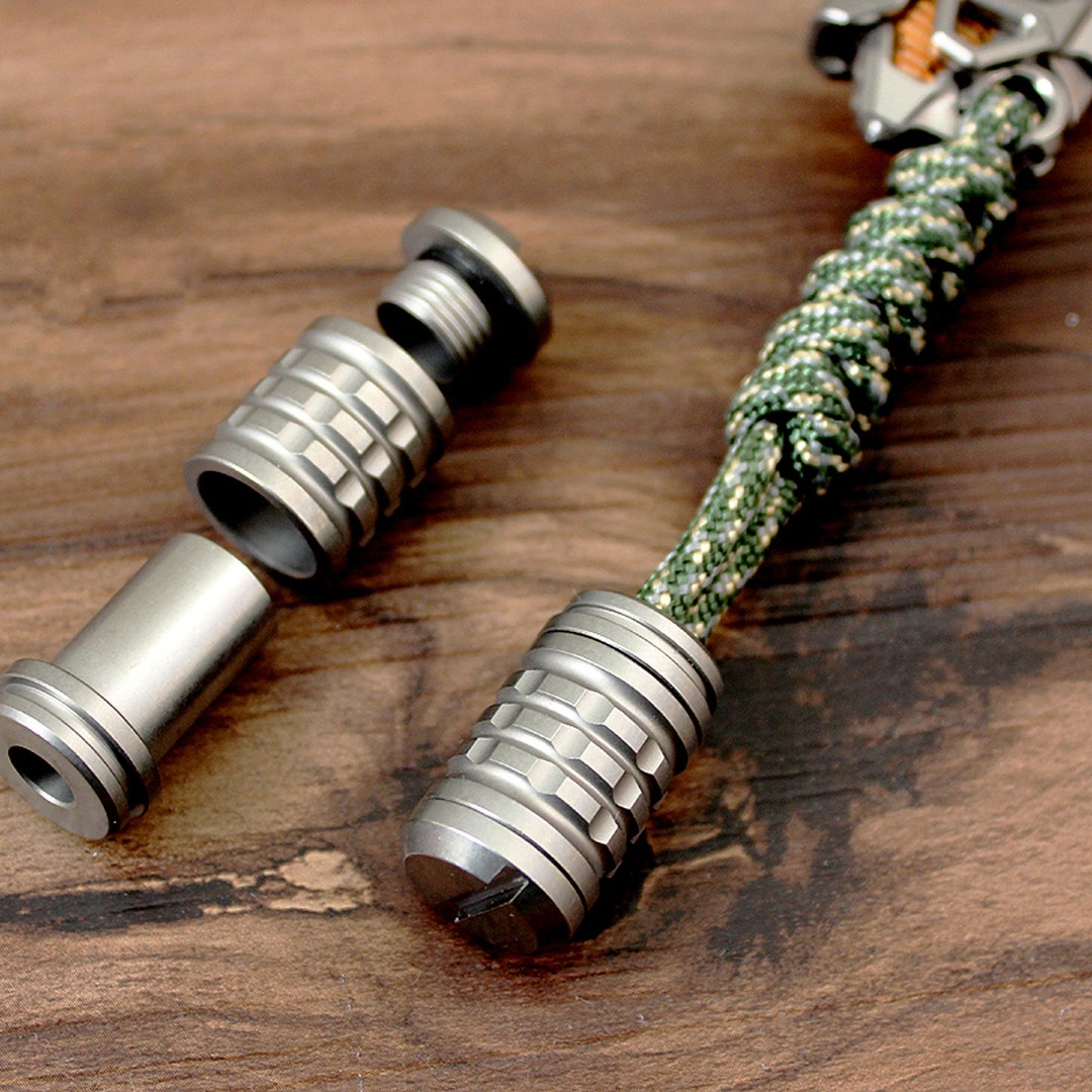 Paracord bead &quot;Titanium End Bead&quot; knife bead-lanyard bead-EDC bead-custom bead-gift for men-bracelet bead