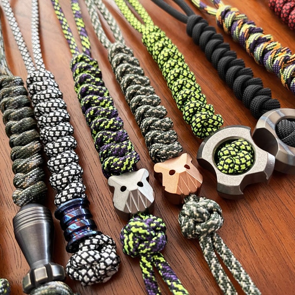 550bl Paracord Lanyard handmade knife lanyard EDC-custom bead-gift for men-Cool zipper puller-zipper head EDC