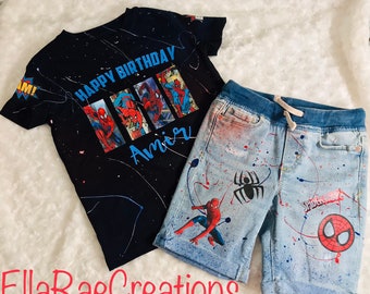 Custom Spider-Man Jeans Spider-Man Distressed Jeans Spider-Man Outfit Spider-Man Frayed Jeans Spider-Man Birthday
