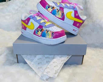 Princess Shoes , disney princess Sneakers, princess Nike, princess Airforce Ones , princess AF1 , Custom disney shoes , princess shoes