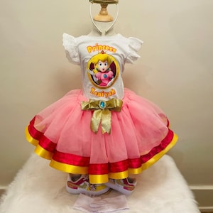Princess peach Outfit, Tutu outfit , Super mario bros  , Girl&#39;s birthday outfit , 1st birthday outfit , princess peach shoes, princess peach