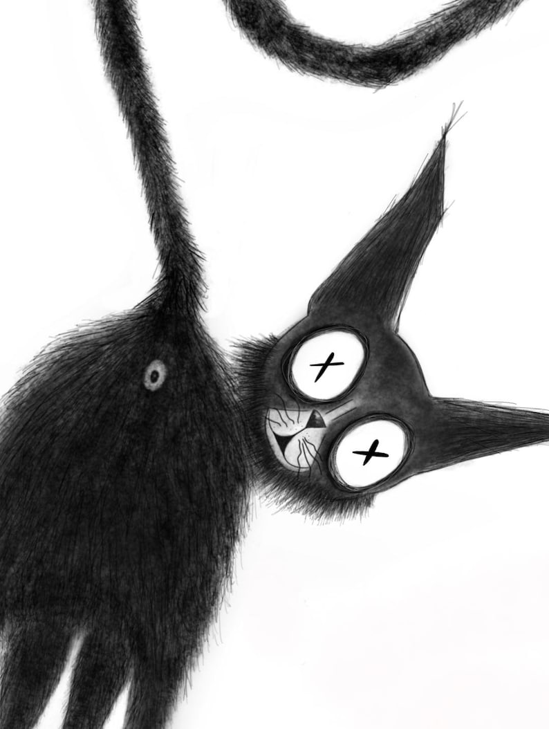 Gothic Pet Print Cat Wall Art Jasper the Black Cat 3 Goth Illustration Dark A4 Print Home Decor Fine Art Print Gothic,