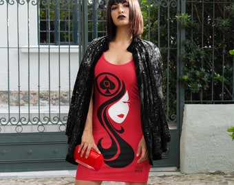 Queen Of Spades QOS Adult Hot Wife Lifestyle Fitted Racerback Red Dress