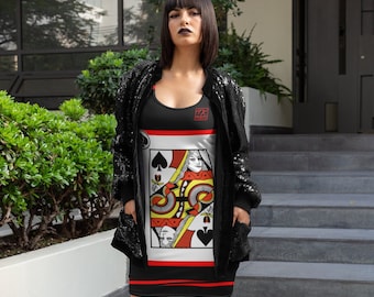 ThatXpression Queen Of Spades Fitted Custom Black Red Party Dress