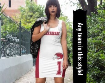 arkansas jersey dress Women's G-III 4Her by Carl Banks White Arkansas Razorbacks Home Run T-Shirt Dress