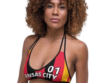 ThatXpression Reversible Kansas City Camo Striped Black Red Jersey Bikini Swimsuit Set