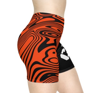 Cincy Black Orange Women's Biker Bootie Shorts XS-2XL