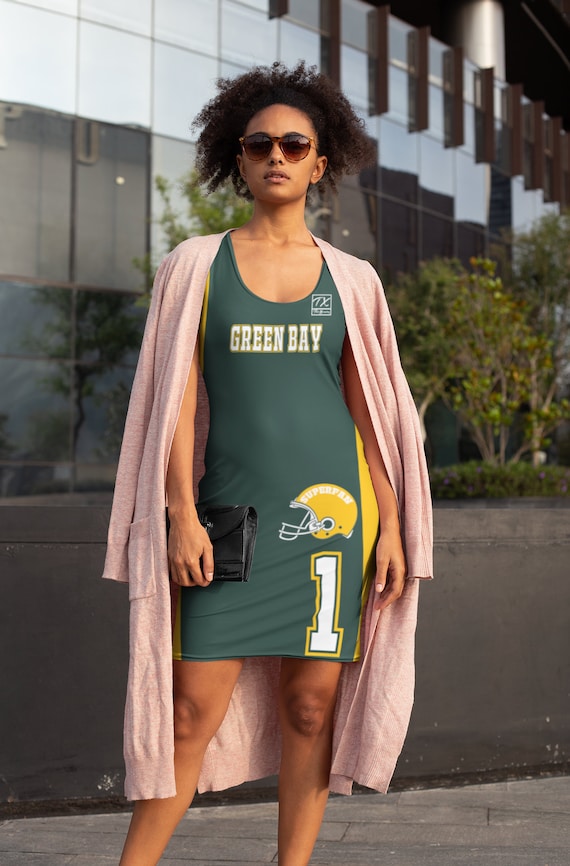 Thatxpression Green Bay Home Team Jersey Themed Dress 