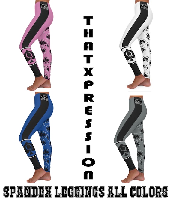 Queen of Spades Queen n Blue Pink Grey White Striped Spandex Hot Wife Leggings Etsy Canada