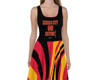 ThatXpression Plus Size Home Team Kansas City Black Red Skater Dress