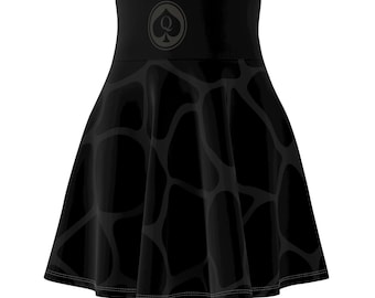 ThatXpression QOS Queen Of Spades High Waist Women's Skater Skirt-HW1