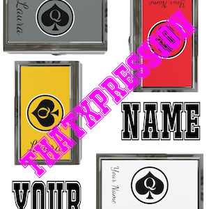 Your Name Queen Of Spades Polished Business Card Holder