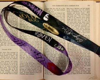 Purple Writer Edgar Allan Poe Lanyard Raven ID Nevermore Badge Goldbug Holder Tell Tale Heart Virginia Keychain