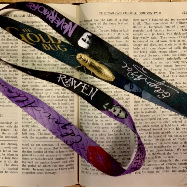 Purple Writer Edgar Allan Poe Lanyard Raven ID Nevermore Badge Goldbug Holder Tell Tale Heart Virginia Keychain