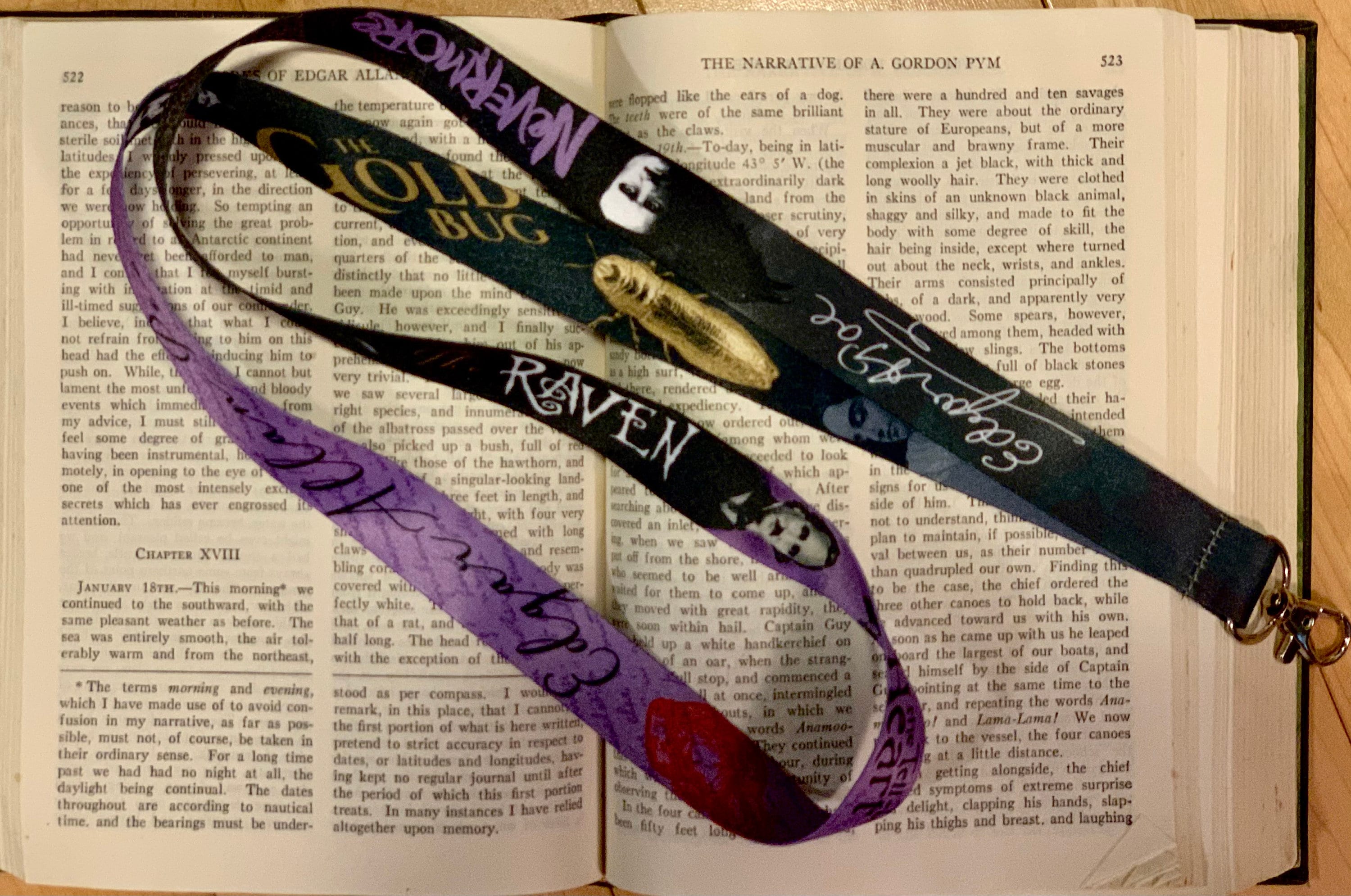 Purple Writer Edgar Allan Poe Lanyard Raven ID Nevermore Badge Goldbug Holder Tell Tale Heart Virginia Keychain