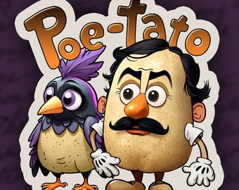 Edgar Allan Poe Mr. “PoE-tato” and Raven 2.5” Custom Vinyl Sticker