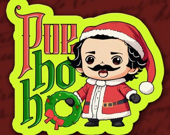 Edgar Allan Poe “Poe Ho Ho” Christmas Santa Claus 2.5” Custom Vinyl Sticker