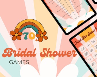 70's Bridal Shower Game Bundle , 70s Bridal Shower, Bridal Bingo, Printable Games, Digital Download, PDF