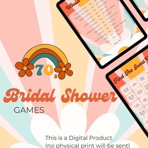 70&#39;s Bridal Shower Game Bundle , 70s Bridal Shower, Bridal Bingo, Printable Games, Digital Download, PDF