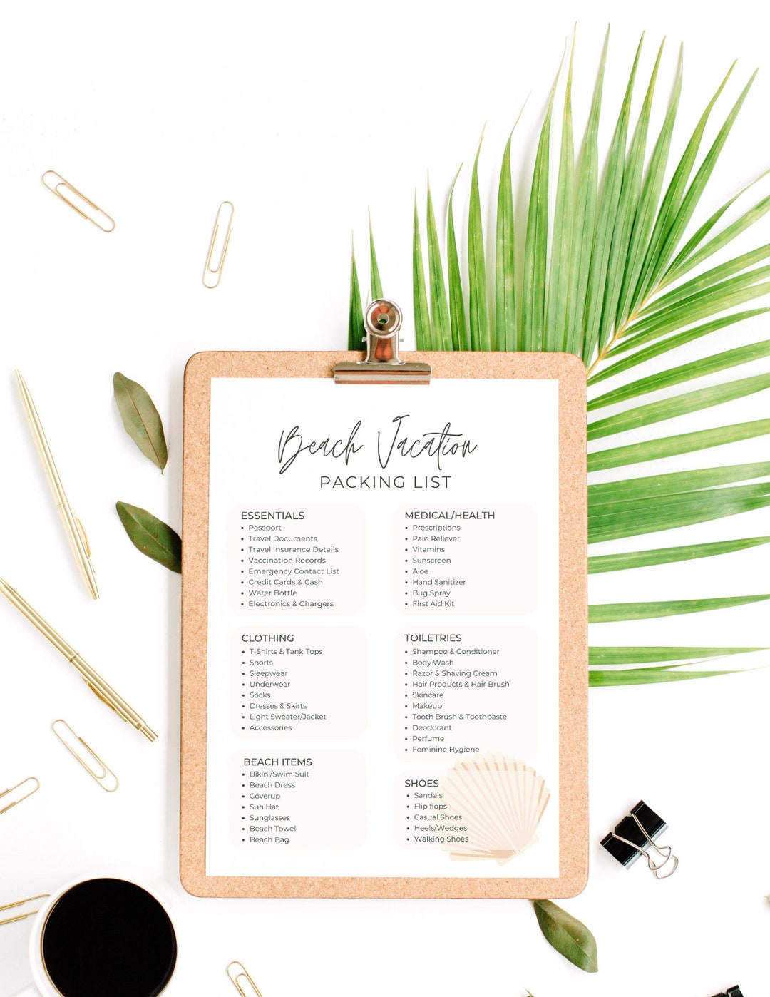 Beach Vacation Packing List, Travel Checklist, Digital Download ...