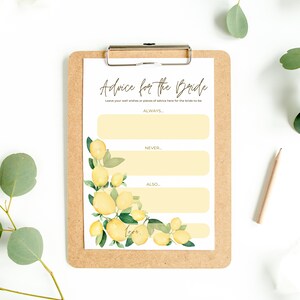 Advice for the Bride Capri Italy, Bridal Shower, Printable Bridal Shower Game, Digital Download, Wedding, Bridesmaid