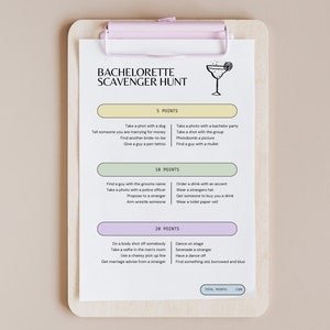 Bachelorette Scavenger Hunt Bar Crawl Game Blanco/Crema, Descarga Digital, Imprimible, Plantilla en Blanco, Boda, Dama de Honor