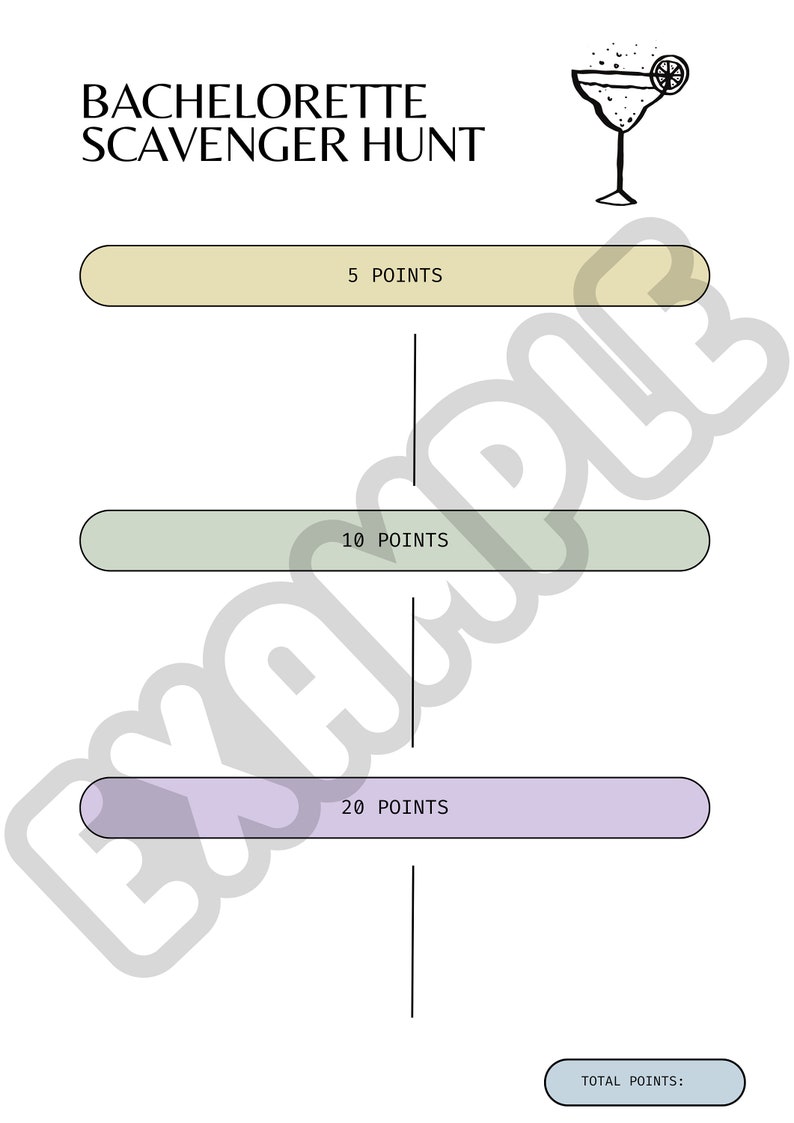 Bachelorette Scavenger Hunt Bar Crawl Game White/Cream, Digital Download, Printable, Blank Template, Wedding, Bridesmaid image 6