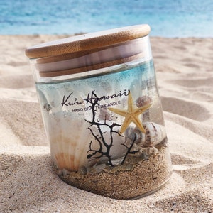 Ocean Gel Candle Set Bamboo Lid (Forever Holder + 3oz Gel Refill)