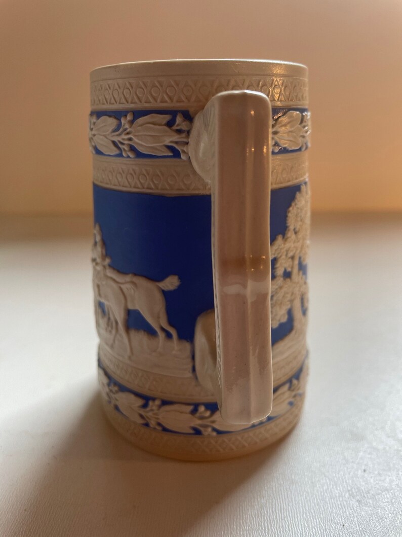 Copeland Spode Royal Blue Jasperware Pitcher Hunt Scene Etsy