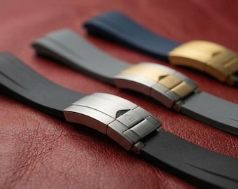 Cinturino in gomma fluorurata per Tudor Black Bay BB41 da 41 mm - estremità curva da 21 mm
