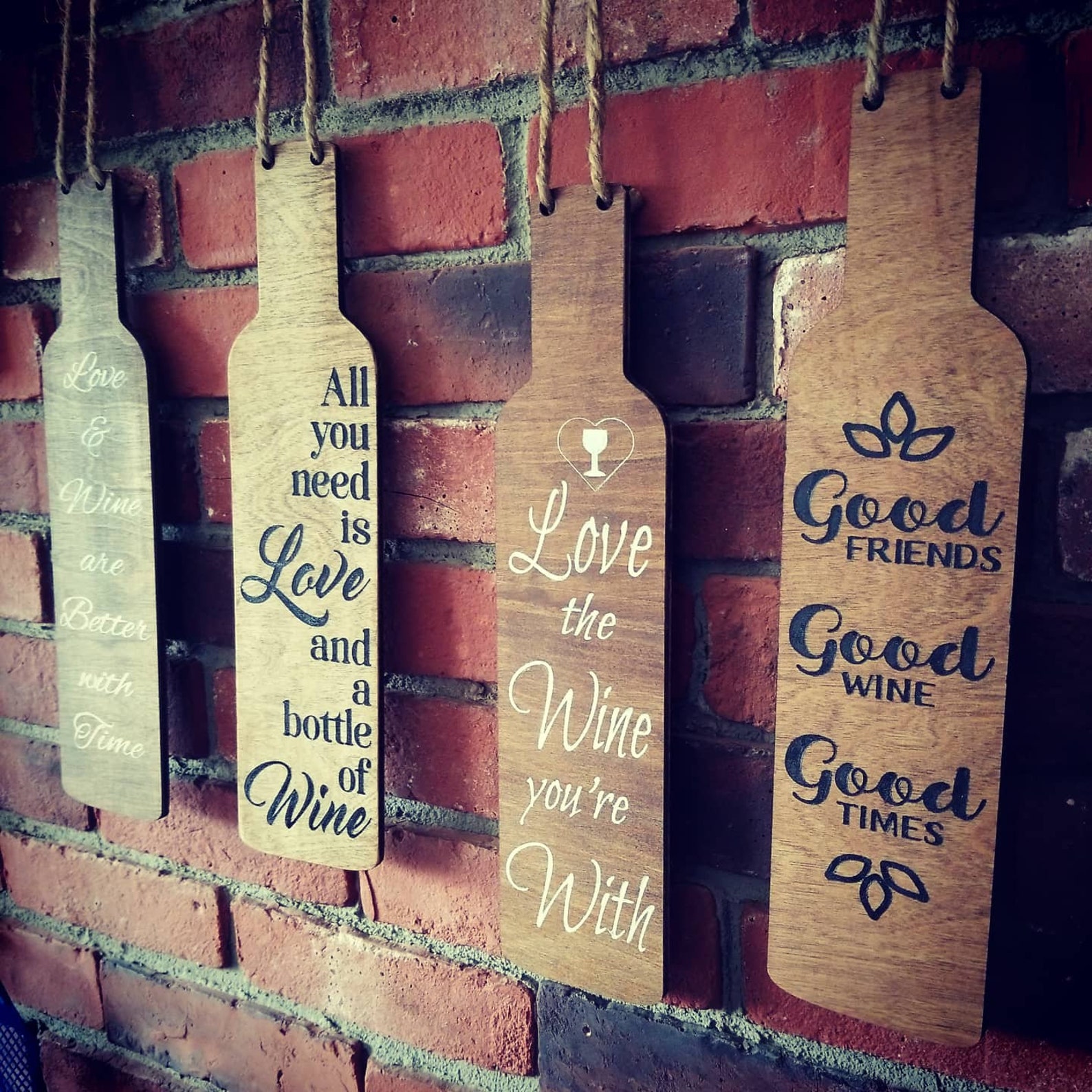 Wine bottle hanging wall art home decor Rustic wood Wine Etsy