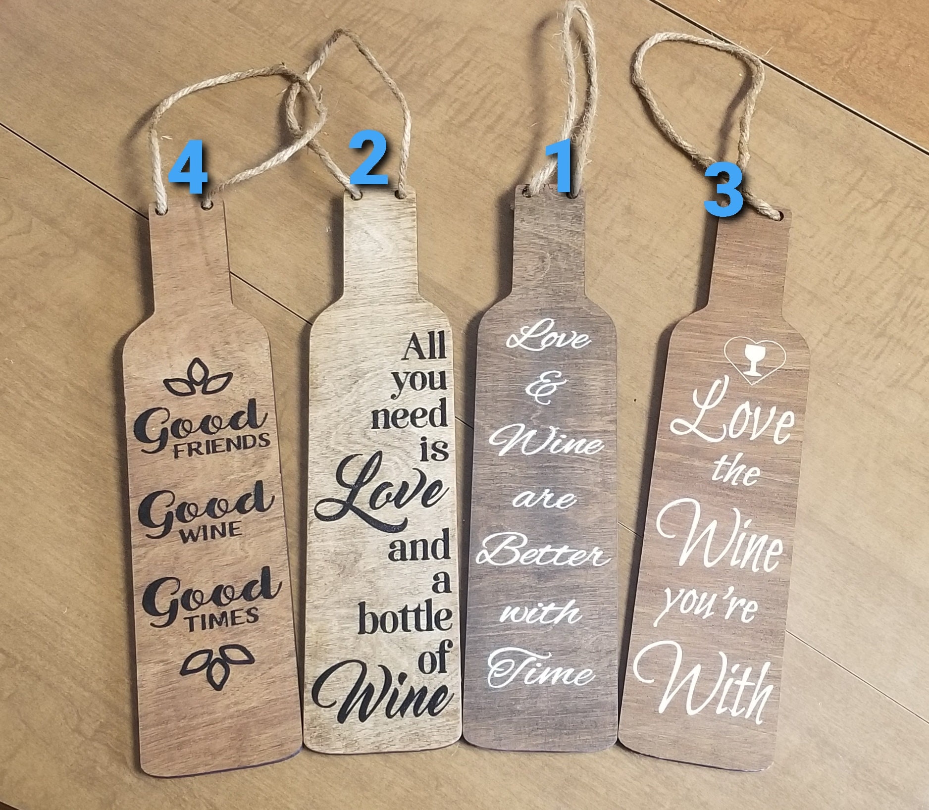 Wine bottle hanging wall art home decor Rustic wood Wine | Etsy