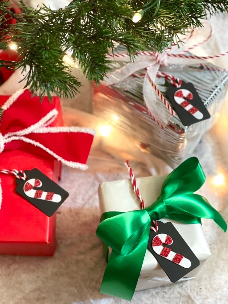 Candy Cane Christmas Gift Tags - Customizable Set of 5 or Set of 10 ...