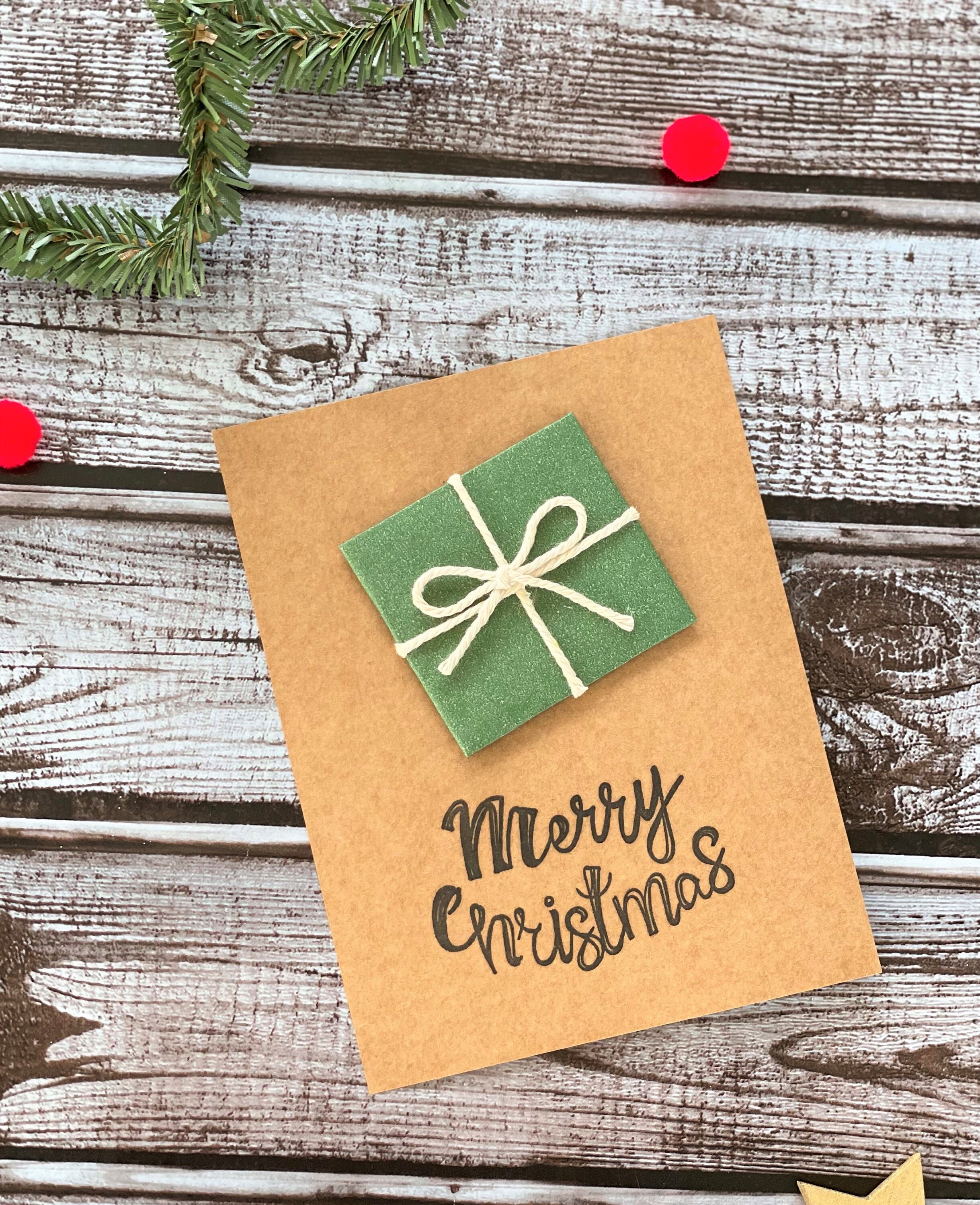 Happy 17th Anniversary!! [水面下] 箔押し2枚セット Green Brown Paper Package Tied up With String Merry