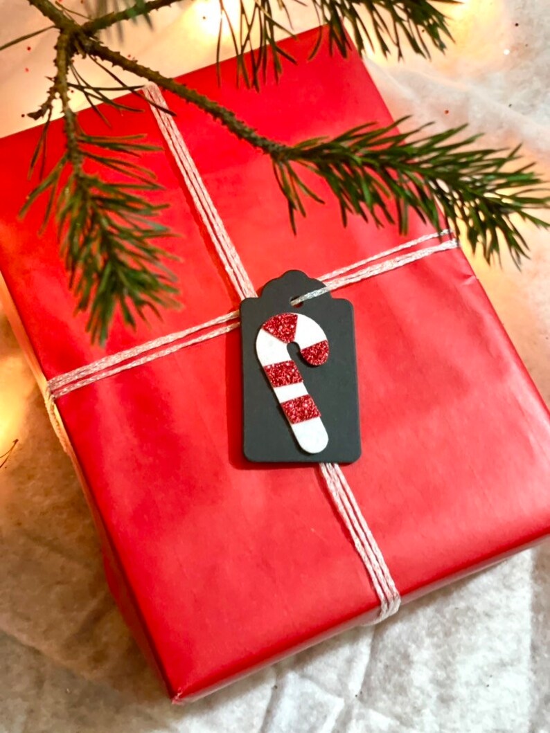 Candy Cane Christmas Gift Tags - Customizable Set of 5 or Set of 10 ...