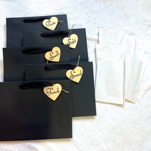 5 Senses Gift Set KIT - Anniversary Birthday 5 Senses Themed Gift Bag and Gift Tag KIT