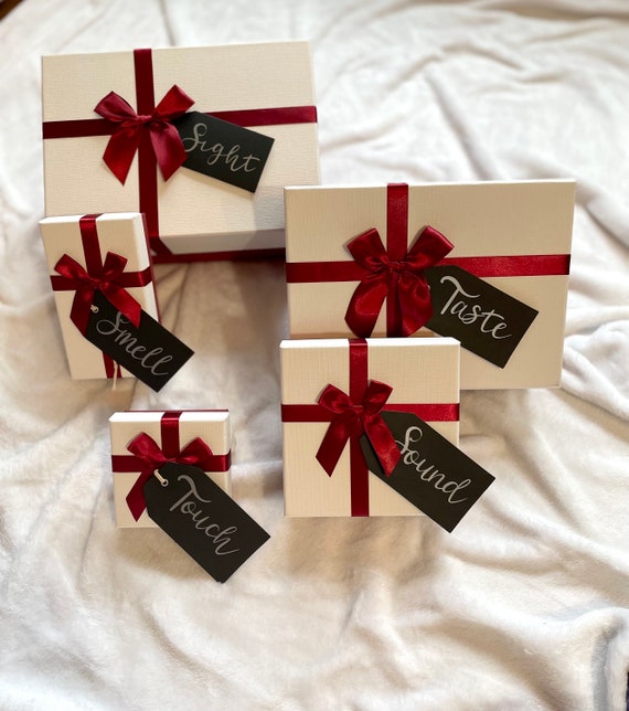 Sensory Gift Set KIT Anniversary Birthday Christmas Valentines 5 Senses  Themed Gift Box and Gift Tag KIT 