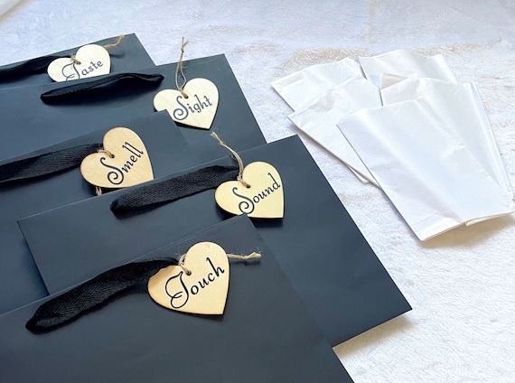 Kolldenn 5 Senses Gift Bags For Him Her With Ribbon Handles Sight Smell Touch Taste Sound Paper Gift Bags For Men Women Birthday Valentine Wedding Anniversary Party(Brown,12.6 X 8.7 X 4 - View #6