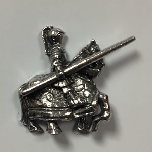 Medieval Jousting Knight Silver Pewter Pin Badge (W) - Reduced