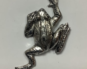 Broche Grenouille Strass Argentée | Métal Argenté & Cristal | Accessoire Chic Neuf