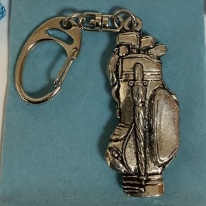 Golf Bag 3D Qualität Silber Zinn Chunky Keyring (P)
