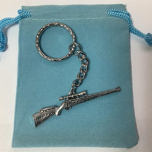 Hunting Rifle Silver Pewter Keyring (T)