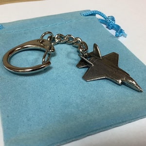 F35 Fighter Jet Silver Pewter Keyring (W)