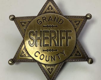 Grand County Reproduction Gold Sheriff Badge / Shield