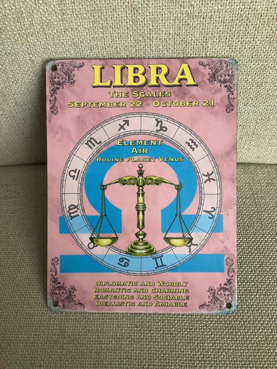 Libra Retro Libra - Vintage Style Metal Wall Hanging Zodiac Sign - Etsy