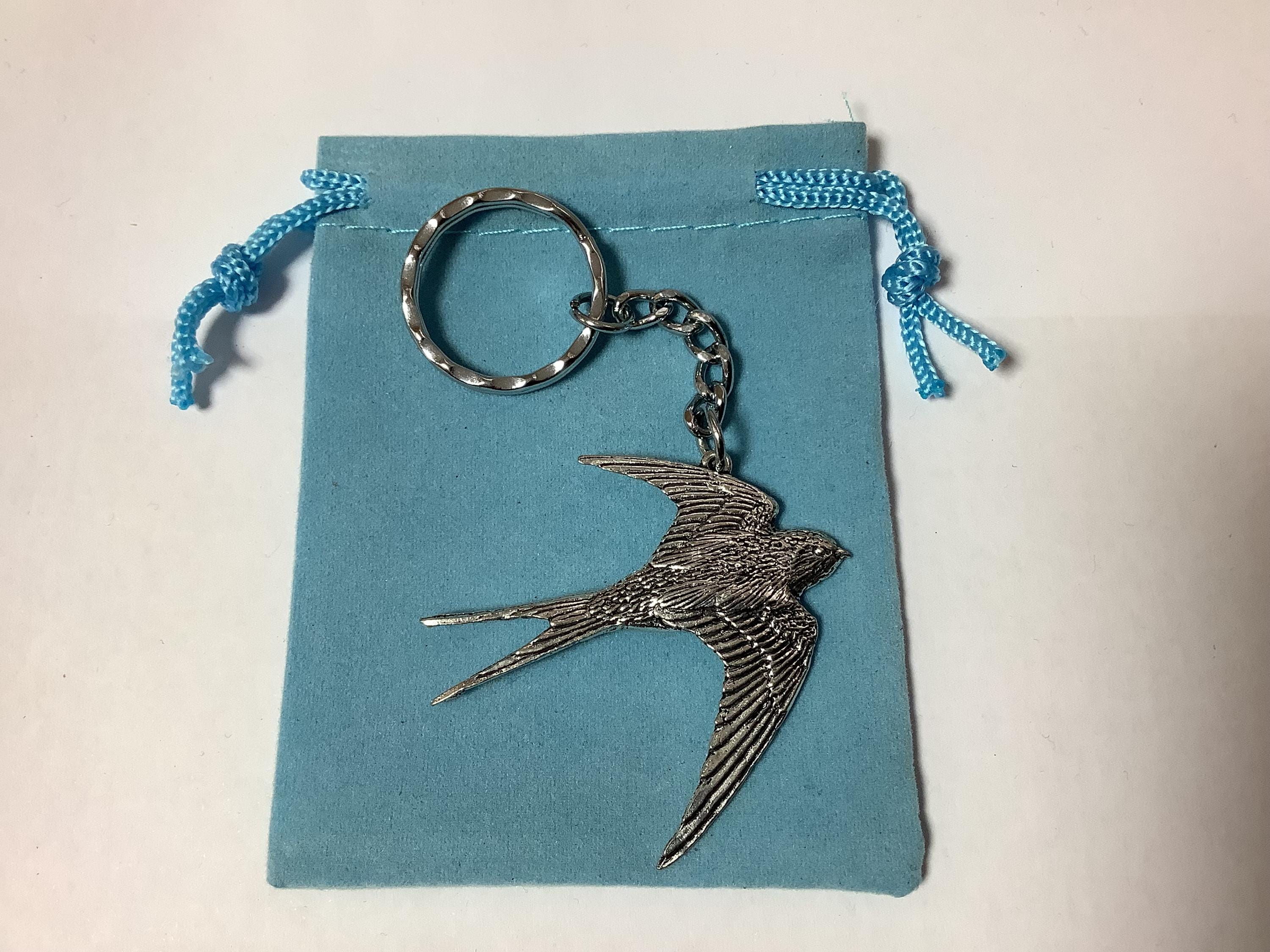 Swallow Silver Pewter Keyring (T) - Etsy