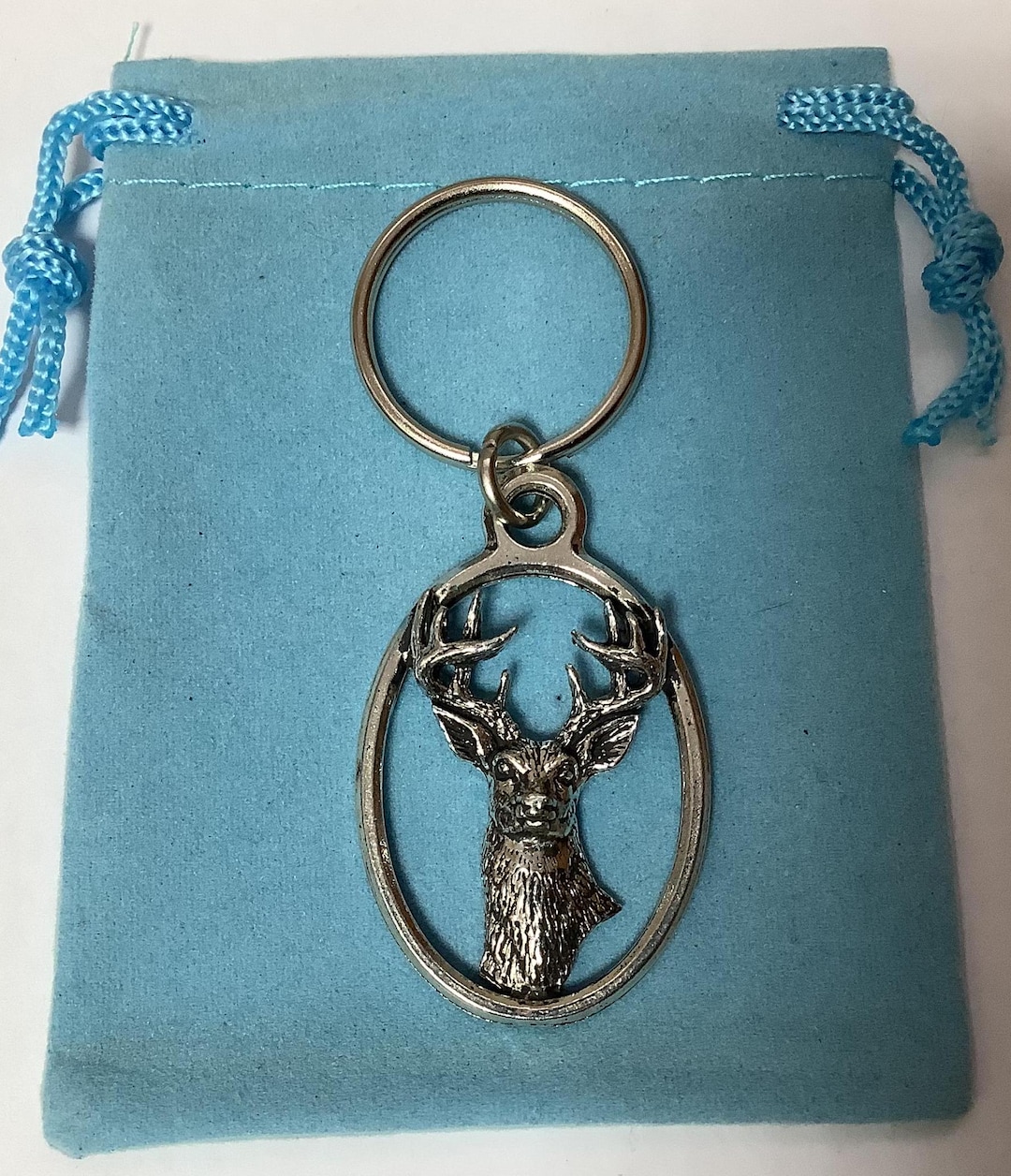 White Tailed Deer Silver Oval Pewter Keyring (T) - Reduced - Etsy